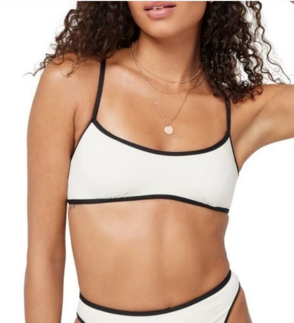 L*Space Pamela Bikini Top Racerback in Cream Black Size Large NWT